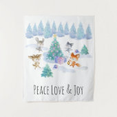 Dansende Waterverf met Kerstmis bij bosdieren Wandkleed (Voorkant)