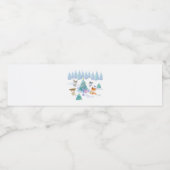 Dansende Waterverf met Kerstmis bij bosdieren Waterfles Etiket (Enkel label)