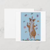 Dansende Welsh Corgi met Vlinders Bedankkaart (Voorkant / Achterkant)