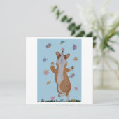 Dansende Welsh Corgi met Vlinders Bedankkaart (Staand voorkant)