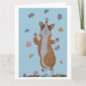 Dansende Welsh Corgi met Vlinders Bedankkaart (Voorkant)