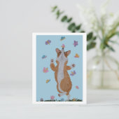 Dansende Welsh Corgi met vlinders Briefkaart (Staand voorkant)