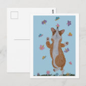 Dansende Welsh Corgi met vlinders Briefkaart (Voorkant / Achterkant)
