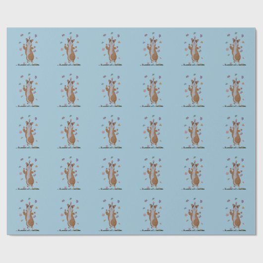 Dansende Welsh Corgi met Vlinders Cadeaupapier (Vlak)
