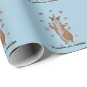 Dansende Welsh Corgi met Vlinders Cadeaupapier (Rol Hoek)