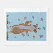 Dansende Welsh Corgi met vlinders Fleece Deken (Voorkant (Horizontaal))