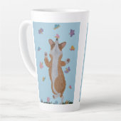 Dansende Welsh Corgi met Vlinders Latte Mok (Linkerhoek)