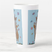 Dansende Welsh Corgi met Vlinders Latte Mok (Voorkant)