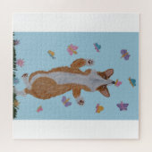 Dansende Welsh Corgi met vlinders Legpuzzel (Horizontaal)