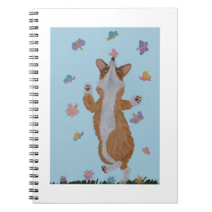 Dansende Welsh Corgi met Vlinders Notitieboek