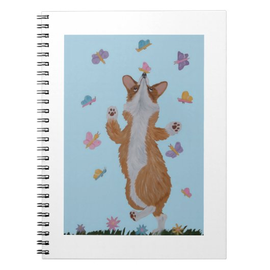 Dansende Welsh Corgi met Vlinders Notitieboek (Voorkant)