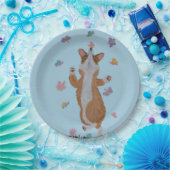 Dansende Welsh Corgi met Vlinders Papieren Bordje (Feest)