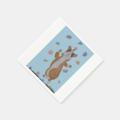 Dansende  Welsh Corgi met Vlinders Servet (Hoek)