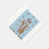 Dansende Welsh Corgi met Vlinders Servet (Hoek)