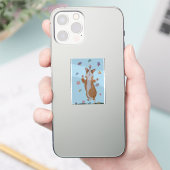 Dansende  Welsh Corgi met Vlinders Sticker (Telefoon)