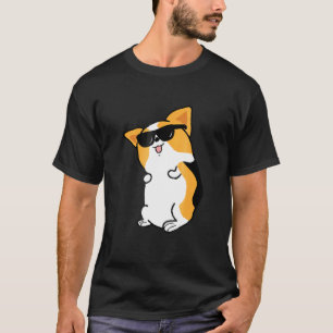 Dansende Welsh Corgi Muts Met Cute Zonnebril Puppy T-shirt