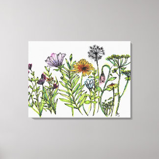 Dansende Wilde Bloemen Canvas Afdruk