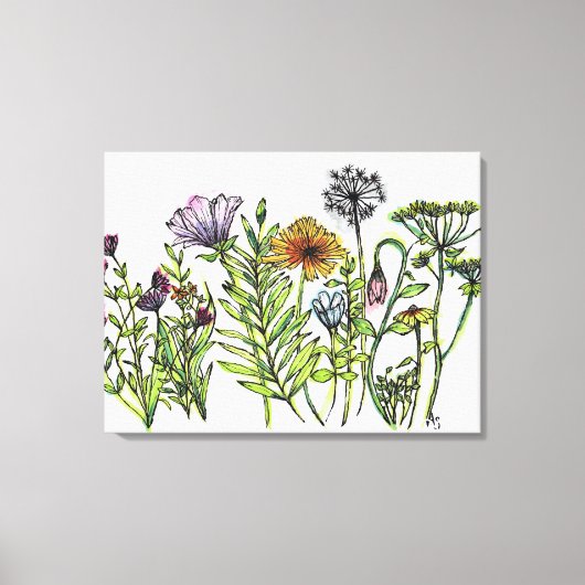 Dansende Wilde Bloemen Canvas Afdruk (Voorkant)