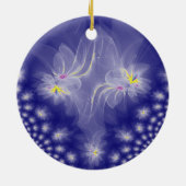 Dansende witte-goudfractale watergelilies keramisch ornament (Achterkant)