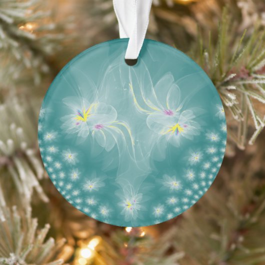 Dansende witte-goudfractale watergelilies ornament (Boom)