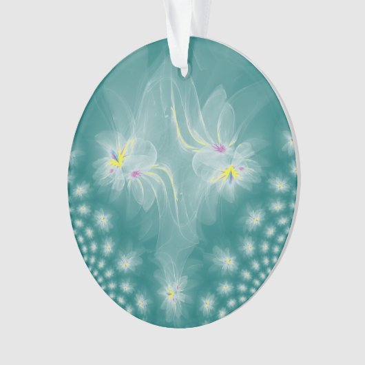 Dansende witte-goudfractale watergelilies ornament (voorkant)