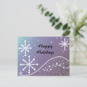 Dansende witte sneeuwvlokken feestdagenkaart (Staand voorkant)