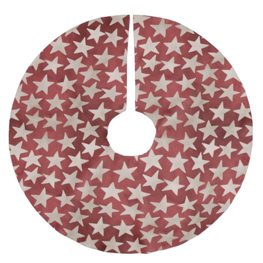 Dansende witte sterren op Rode Patriottische Kerst Kerstboom Rok (Voorkant)