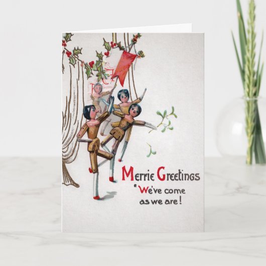  Dansende Wooden Dolls Holiday Card Feestdagen Kaart (Voorkant)