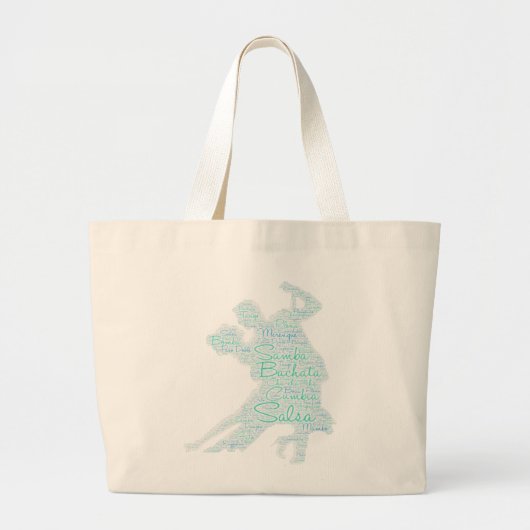 Dansende woordkunst paar Bachata Salsa Grote Tote Bag (Voorkant)