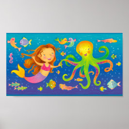 Dansende Zeemeermin en Octopus Poster