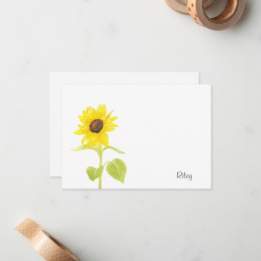 "Dansende zonnebloem" Notitiekaartje (Voorkant / Achterkant in situ)