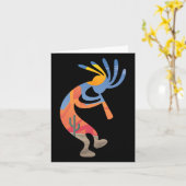 Dansende zuidwestelijke USA Kokopelli symbool Kaart (Gele Bloem)