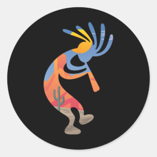 Dansende zuidwestelijke USA Kokopelli symbool Ronde Sticker