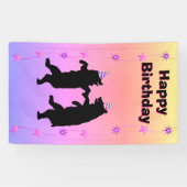Dansende Zwarte Beren Petten String Stars Verjaard Spandoek (Horizontaal)