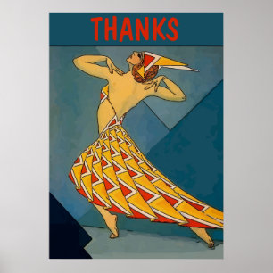  danser, BEDANKT, geef tekst Poster uit