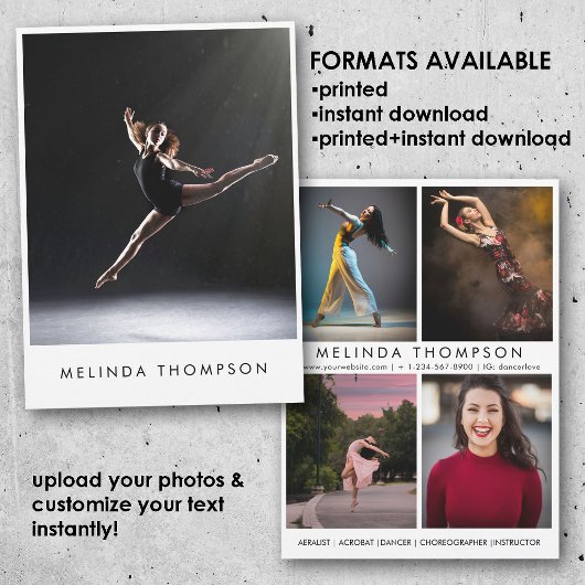 Danser Choreograaf Comp Kaart 5 Foto Headshot