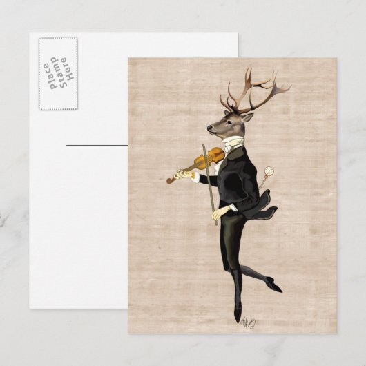 Danser deer met Violin 2 Briefkaart (Voorkant / Achterkant)
