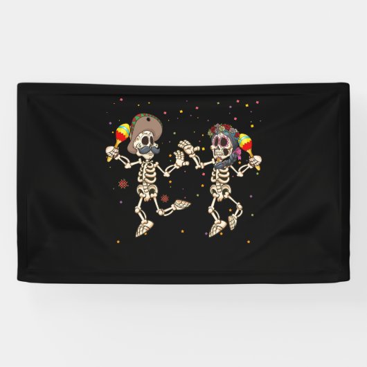 Danser Dode Dag Vrouwen Dia De Los Muertos Spandoek (Horizontaal)