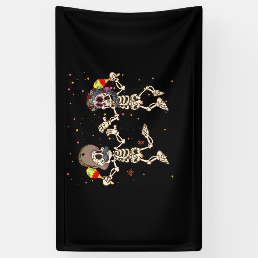 Danser Dode Dag Vrouwen Dia De Los Muertos Spandoek (Verticaal)