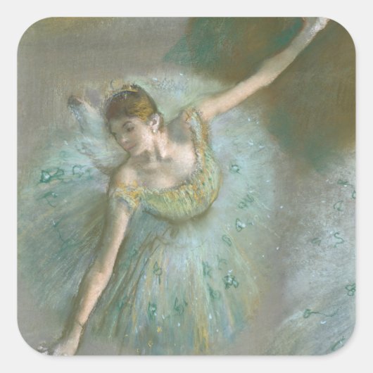 Danser in Green Edgar Degas Vierkante Sticker (Voorkant)