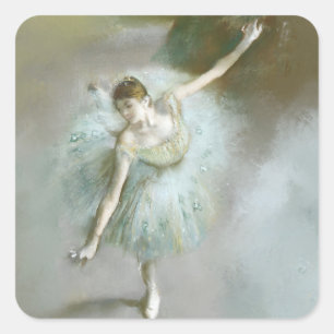 Danser in Groene Degas, Kunst Vierkante Sticker