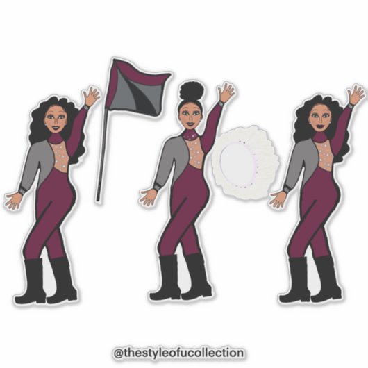 Danser Jumpsuit Merlot Zilver #2 Sticker (Voorkant)