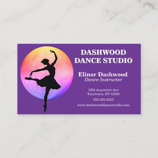 Danser met Rainbow Light Dance Studio Visitekaartje (Voorkant)