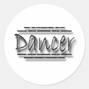 Danser onderstreept zwart ronde sticker