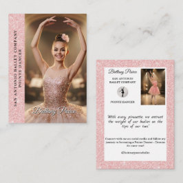 Danser Ontmoet & Groet Foto Kaarten Roze Goud Glit Visitekaartje