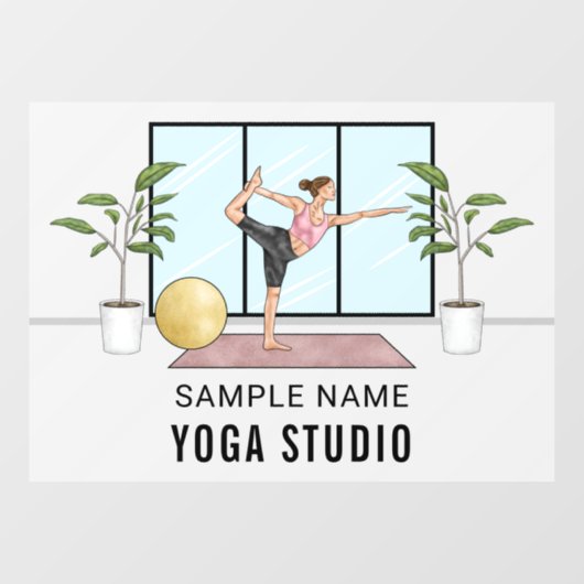 Danser Pose Balancing Vrouw Custom Yoga Studio Raamsticker (Vel)
