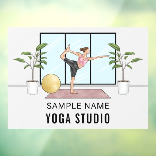 Danser Pose Balancing Vrouw Custom Yoga Studio Raamsticker (Vel 3)