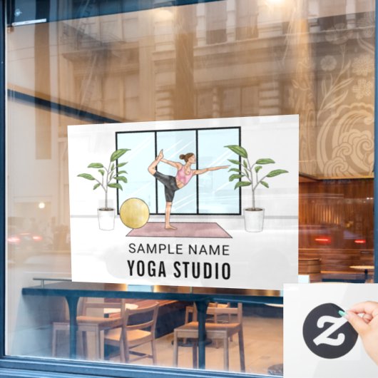 Danser Pose Balancing Vrouw Custom Yoga Studio Raamsticker (Cafe Raam)
