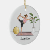 Danser Pose Yoga Natarajasana met aangepaste naam Keramisch Ornament (Rechts)