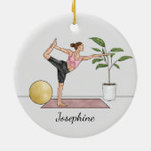 Danser Pose Yoga Natarajasana met aangepaste naam Keramisch Ornament (Achterkant)